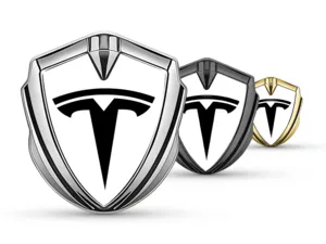 Tesla Emblem Car Badge Racing Design Glossy Finish